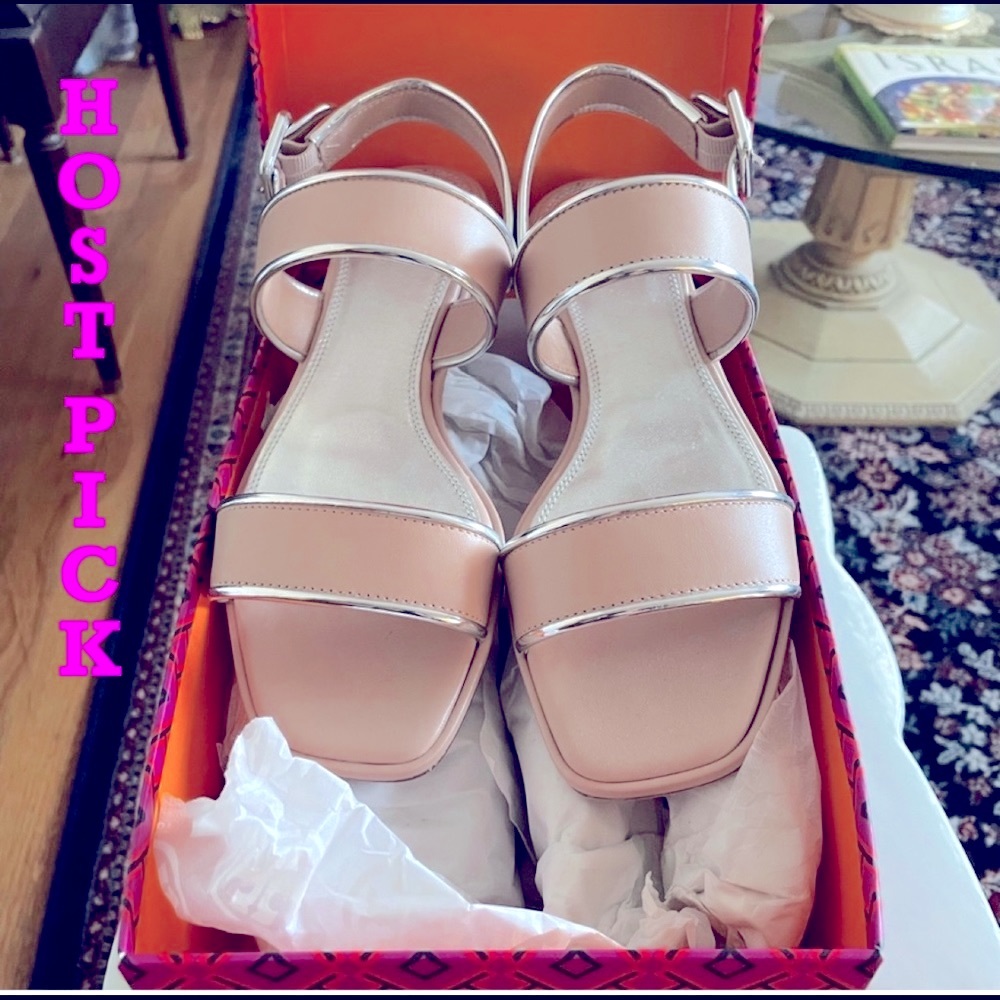 LAST CHANCE!! FINAL$ HP🥂Tory Burch Delaney Leather Metallic Sandal-Size 8